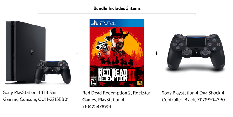 Pack de PS4 Slim 1TB + Read Dead Redemption 2 + Mando extra | $199 | Walmart | Comienza a medianoche ETImagen: Walmart